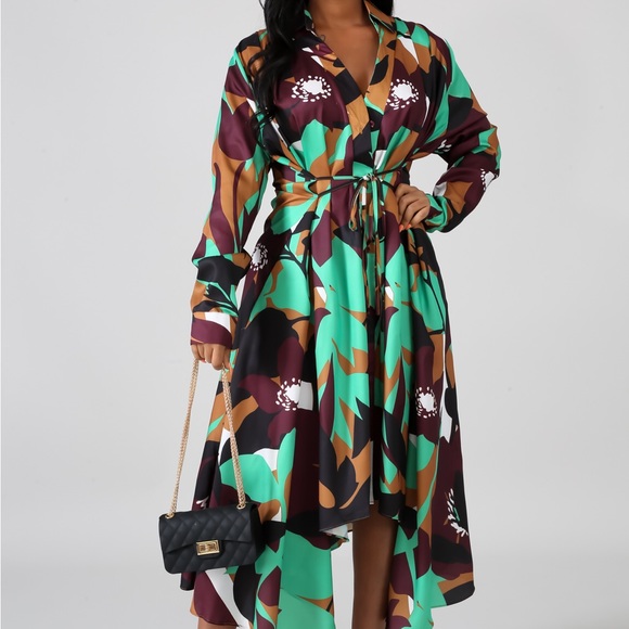🌟HP🌟Dani Green & Brown Long Sleeve Dress👗 - Picture 15 of 15